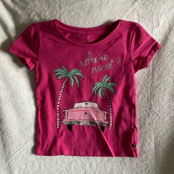 kate spade Other - Girls Kate Spade Pink Where Next? Tee Shirt Sz 6
